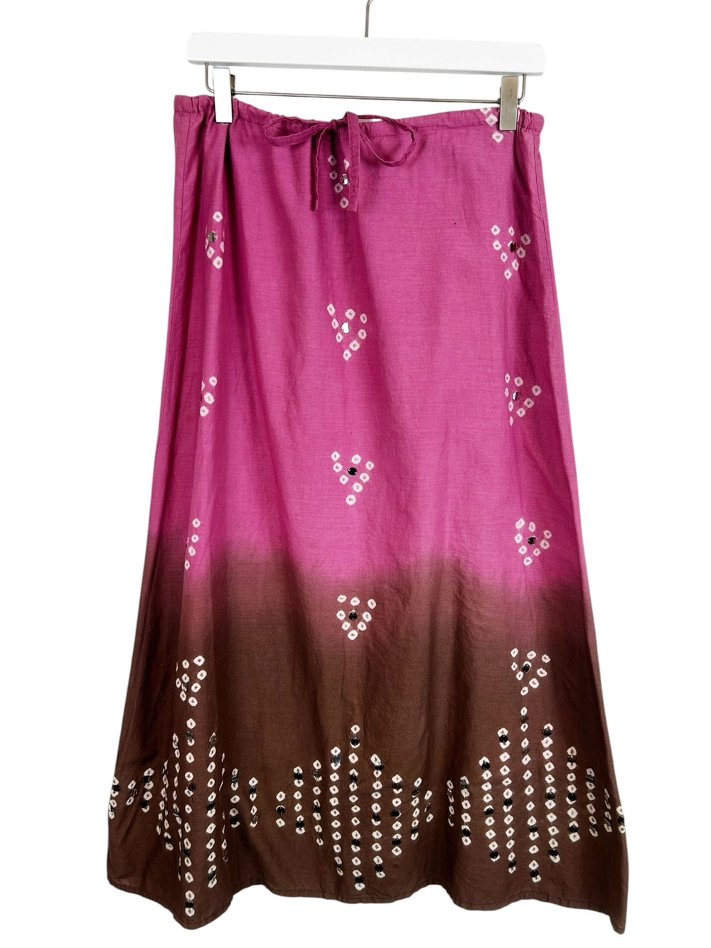 Old Navy Low Waist Maxi Skirt Women's Size 6 Y2K 100% Cotton Pink/Brown